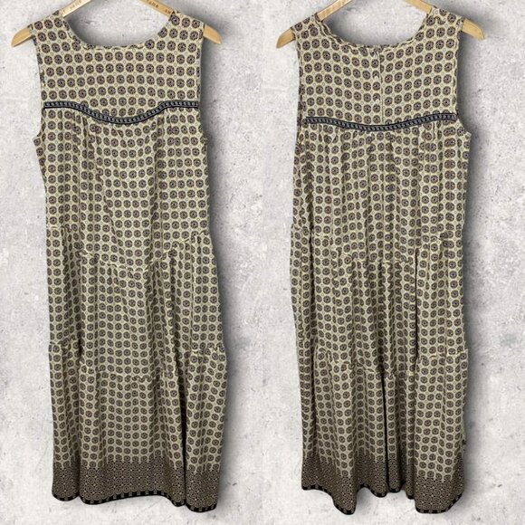 Nordstrom Max Studio Print Sleeveless Tiered Midi Dress Size Large Lightweight L - Picture 2 of 13